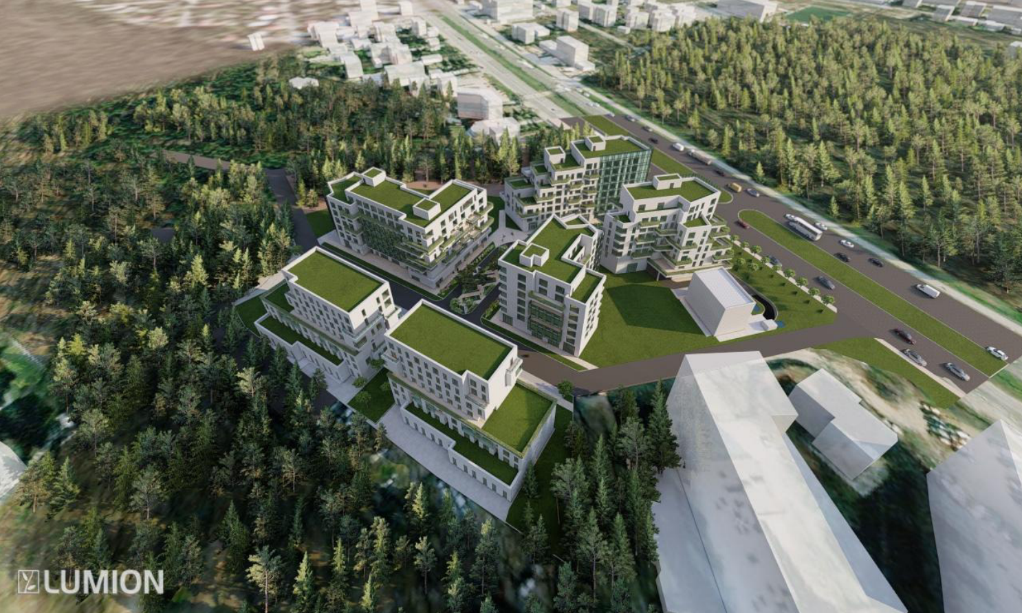 Residential architecture aerial visualization